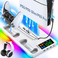 PS5/PS5 Slim/PS5 Pro Stand with Headphone Hook Cooling Stand & Controller Charging Station for PS5 With 3 Levels Cooling Fan
