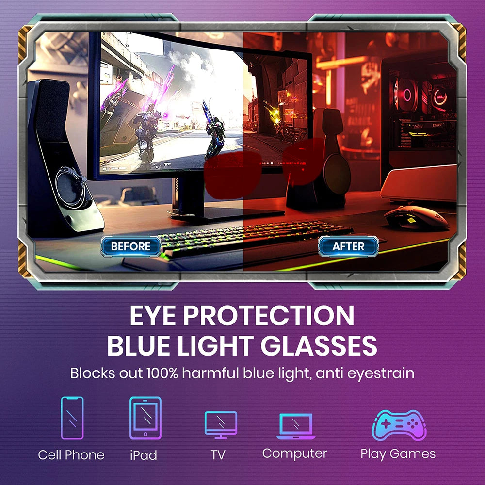 Anti Blue Light Glasses with Red Tinted Lenses Better Sleep Men Women Anti Eye Strain Protection for Computer Screens and Gaming