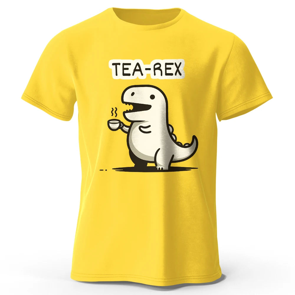 Tea-Rex Dinosaur Printed 100% Cotton T-Shirt, T-Rex Unisex Fun & Quirky Style