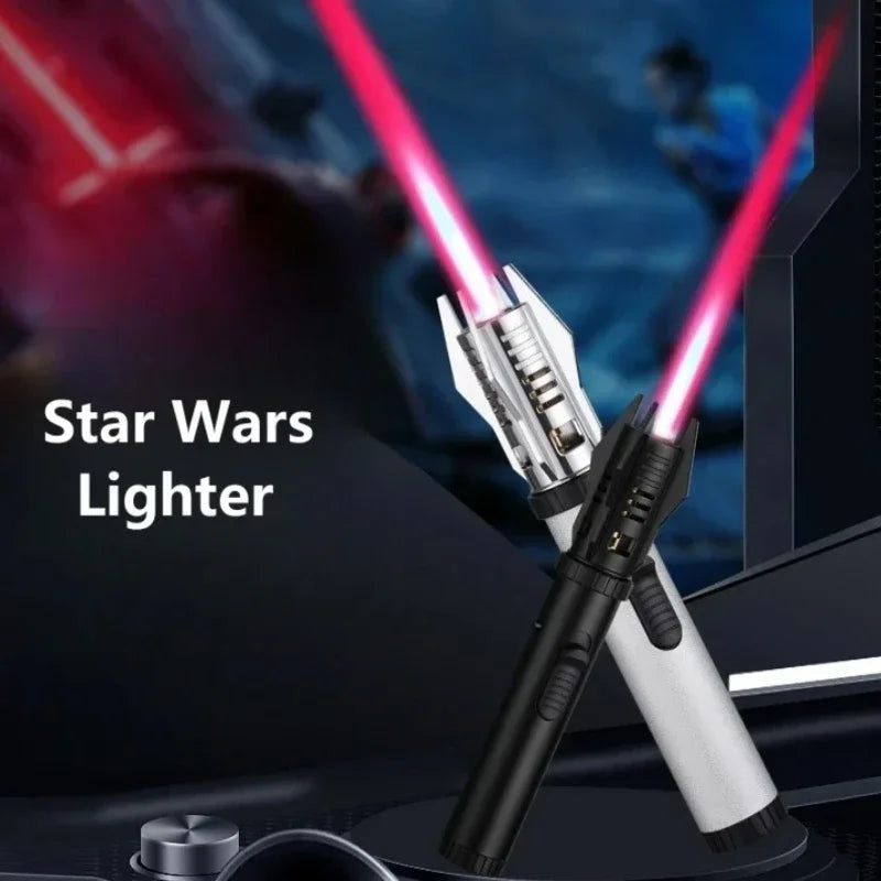 Lightsaber Metal Outdoor Windproof Turbine Torch Jet Lighter BBQ Welding Cigar Tool Butane Gas Lighter 360° Gun