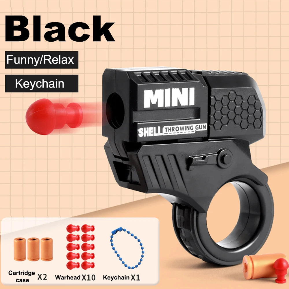 Mini Pistol Stress Relief Toys Keychain Decompression Launcher Model Keyring for Woman Men Handbag Accessories Gift