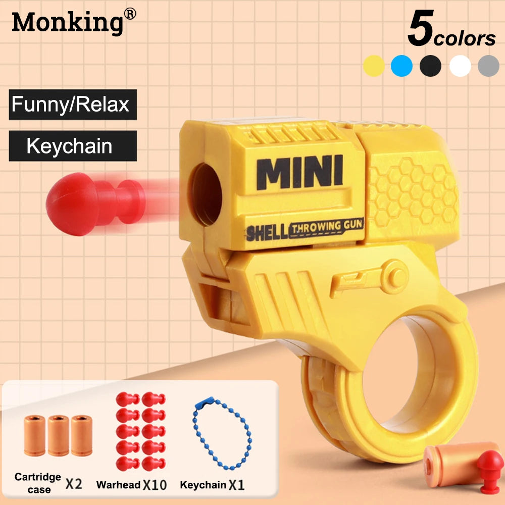 Mini Pistol Stress Relief Toys Keychain Decompression Launcher Model Keyring for Woman Men Handbag Accessories Gift